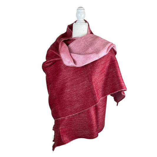 Reversible Chunky Extra Large Shawl | Bridal Cover Up Red Light Pink