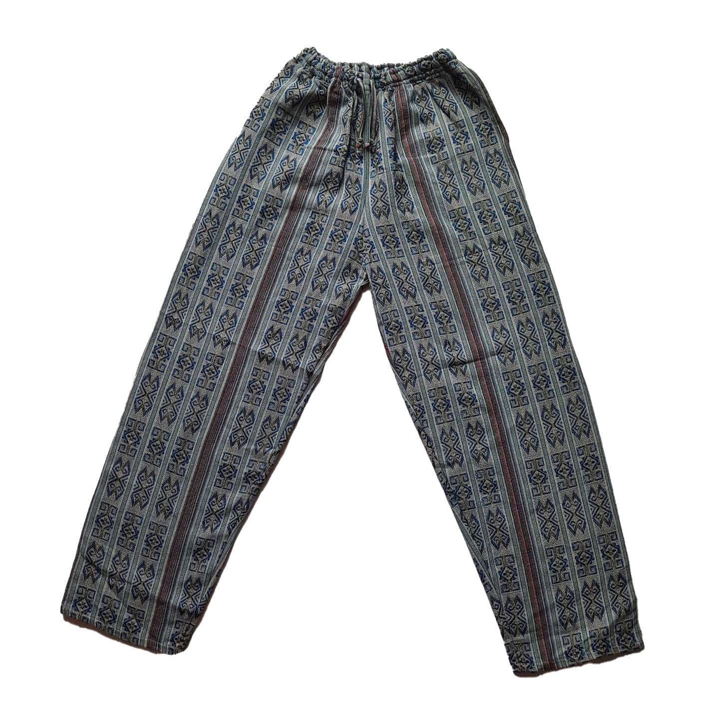 Pants Size L | Hippie Pants | Loungewear Womens Pants | Comfy Clothes | Mens Pants with Hidden Pockets | Blue White | Father's Day Gift