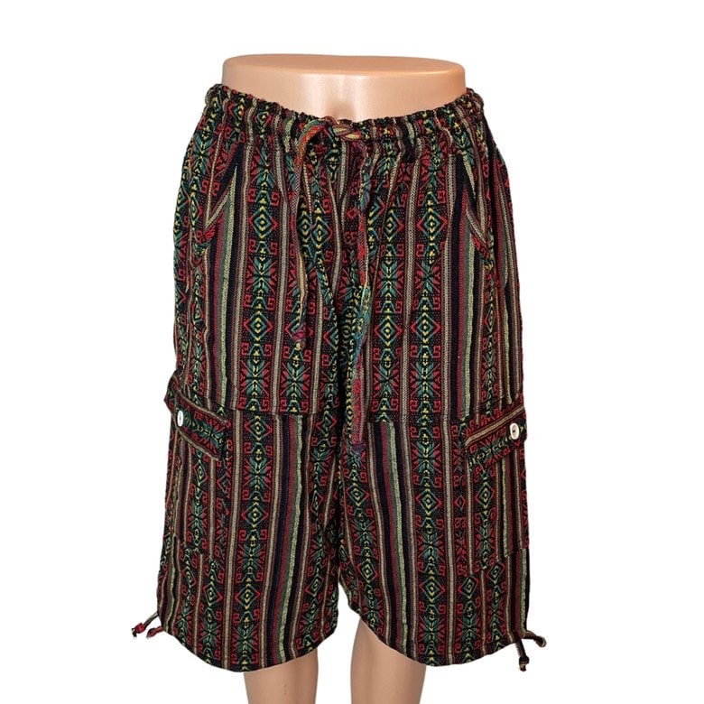 Boho Hippie Cargo Shorts Size M | Deep Rasta