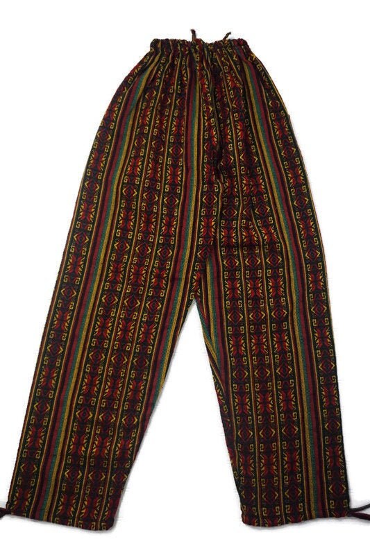 Pants Size XL | Woven Mens Hippie Pants | Womens Lounge Wear | Comfy Clothes | Rasta | Father's Day Gift