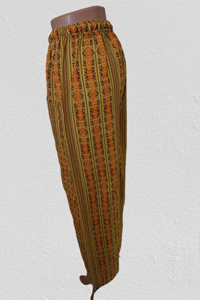 Pants Size XL | HippiePants | Loungewear Womens Pants | Comfy Clothes | Mens Pants with 2 Pockets | Orange Yellow | Father's Day Gift