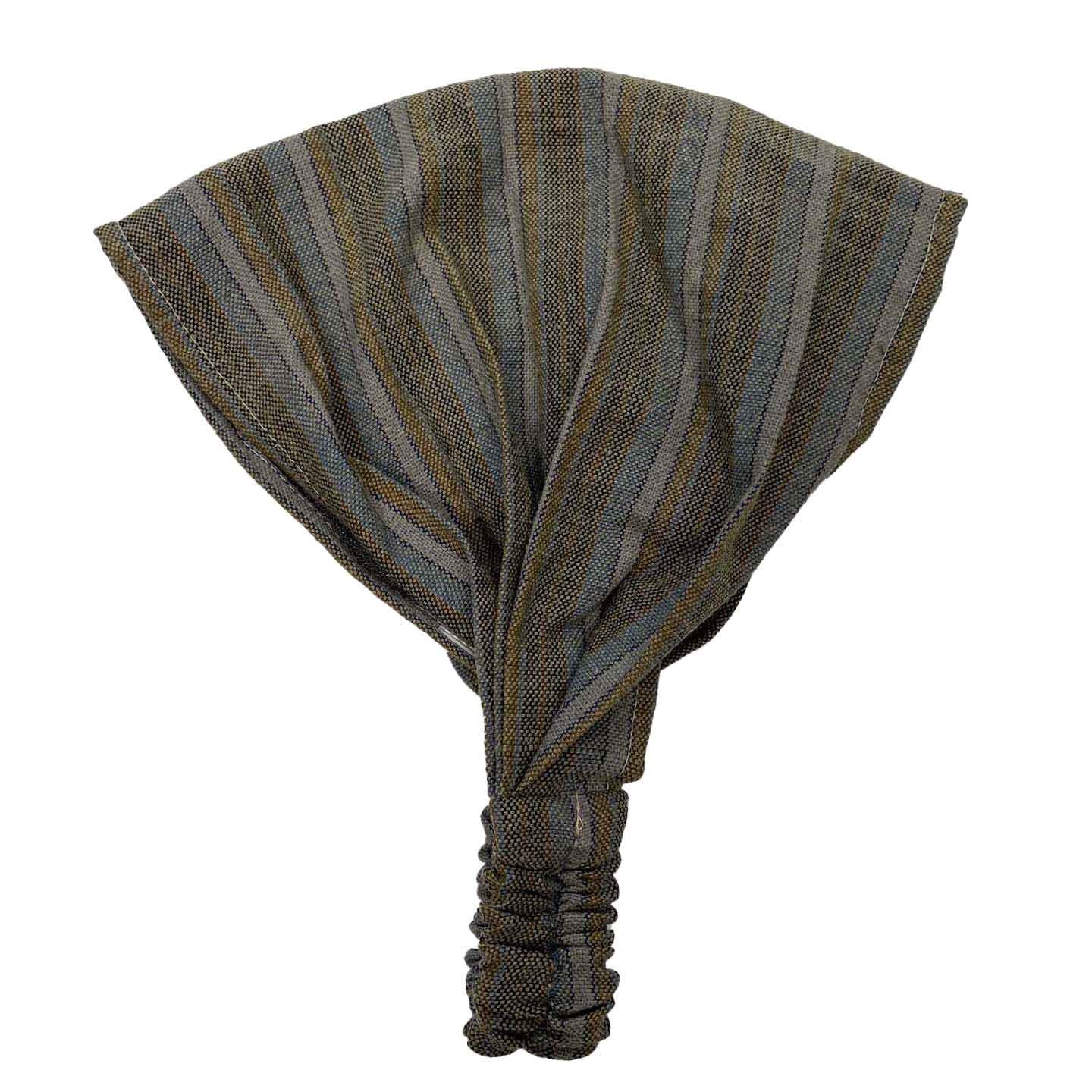 Wide Yoga Headband | Striped Gray Brown