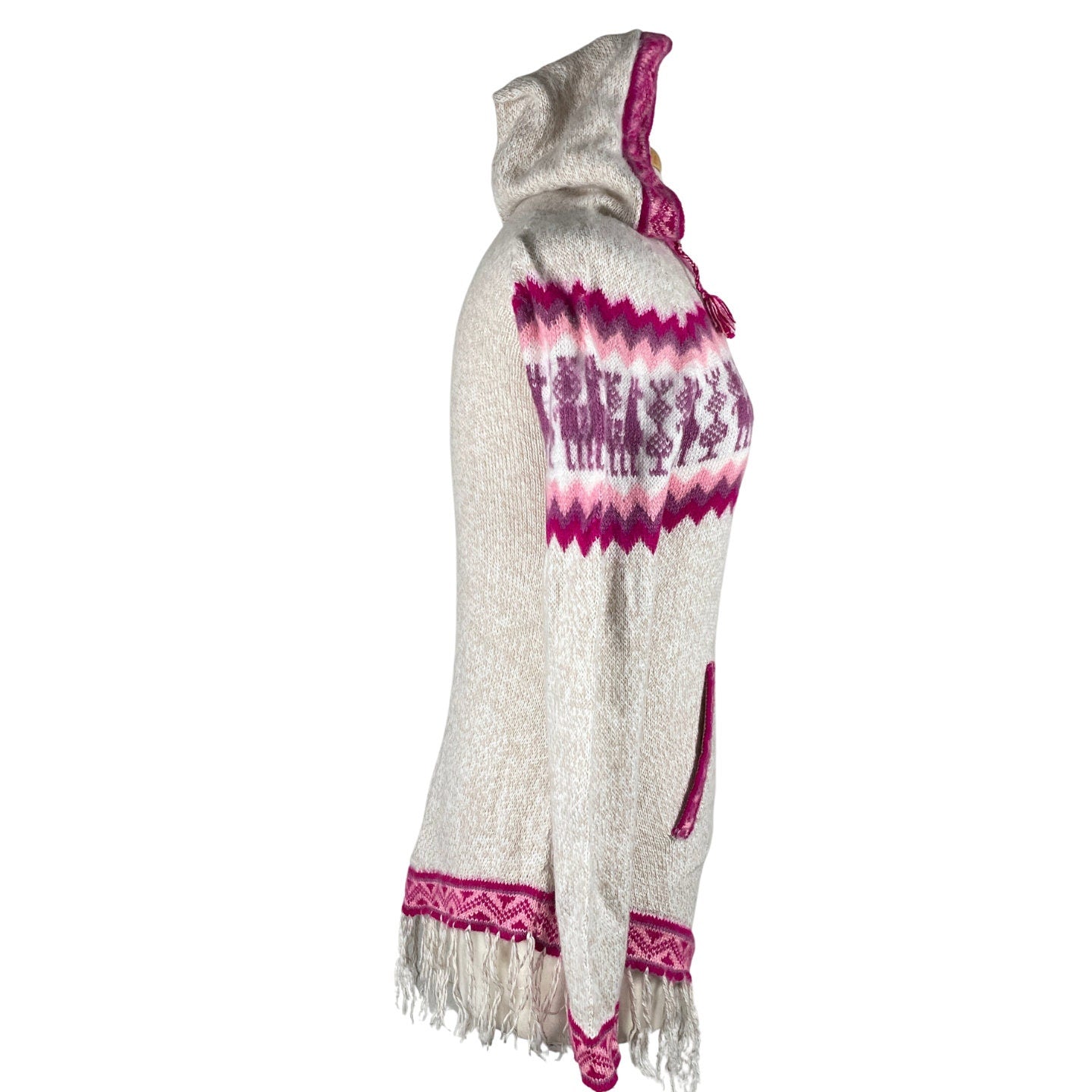 Soft Hooded Alpaca Wool Sweater |  Beige Pink