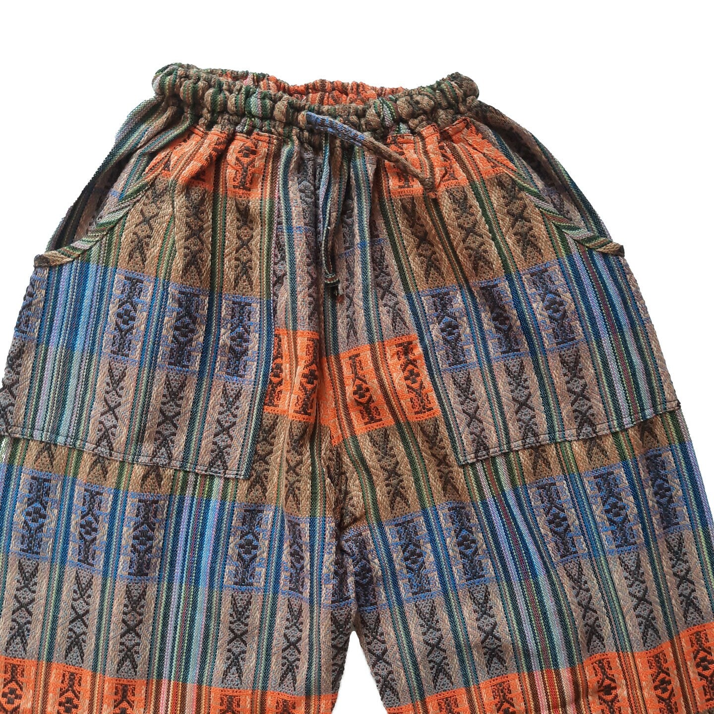Pants Size M | Woven Mens Hippie Pants | Earthy Orange Womens Pants with 4 Pockets | Loungewear | Father's Day Gift