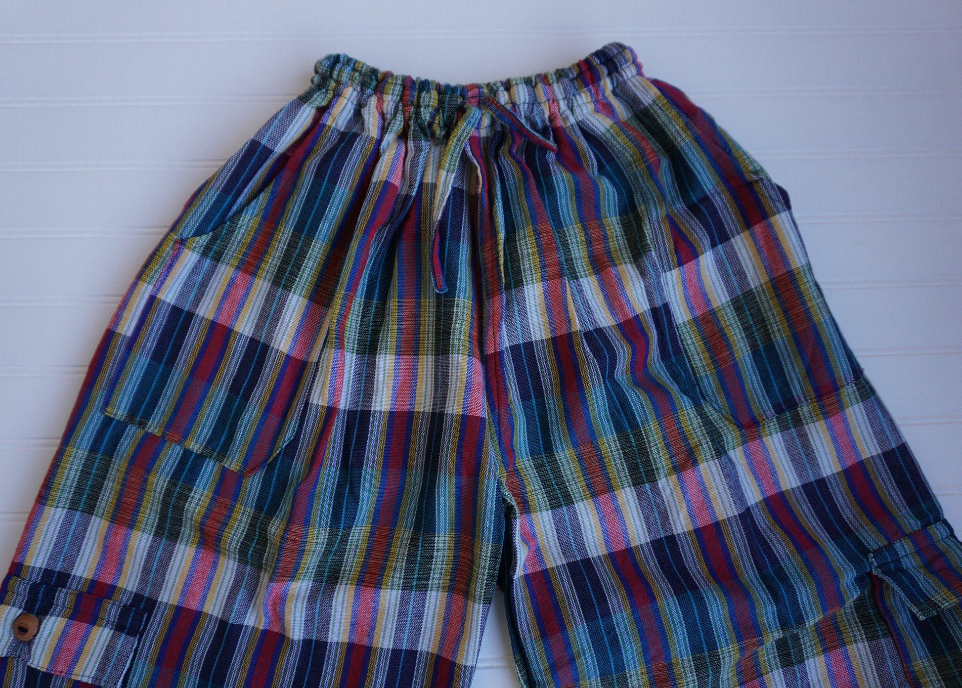 Hippie Pants | Boho Pants | Hippie Clothes | Green Yellow White Size XL with pockets | Outerwear | Gift| Valentine's Day Gift
