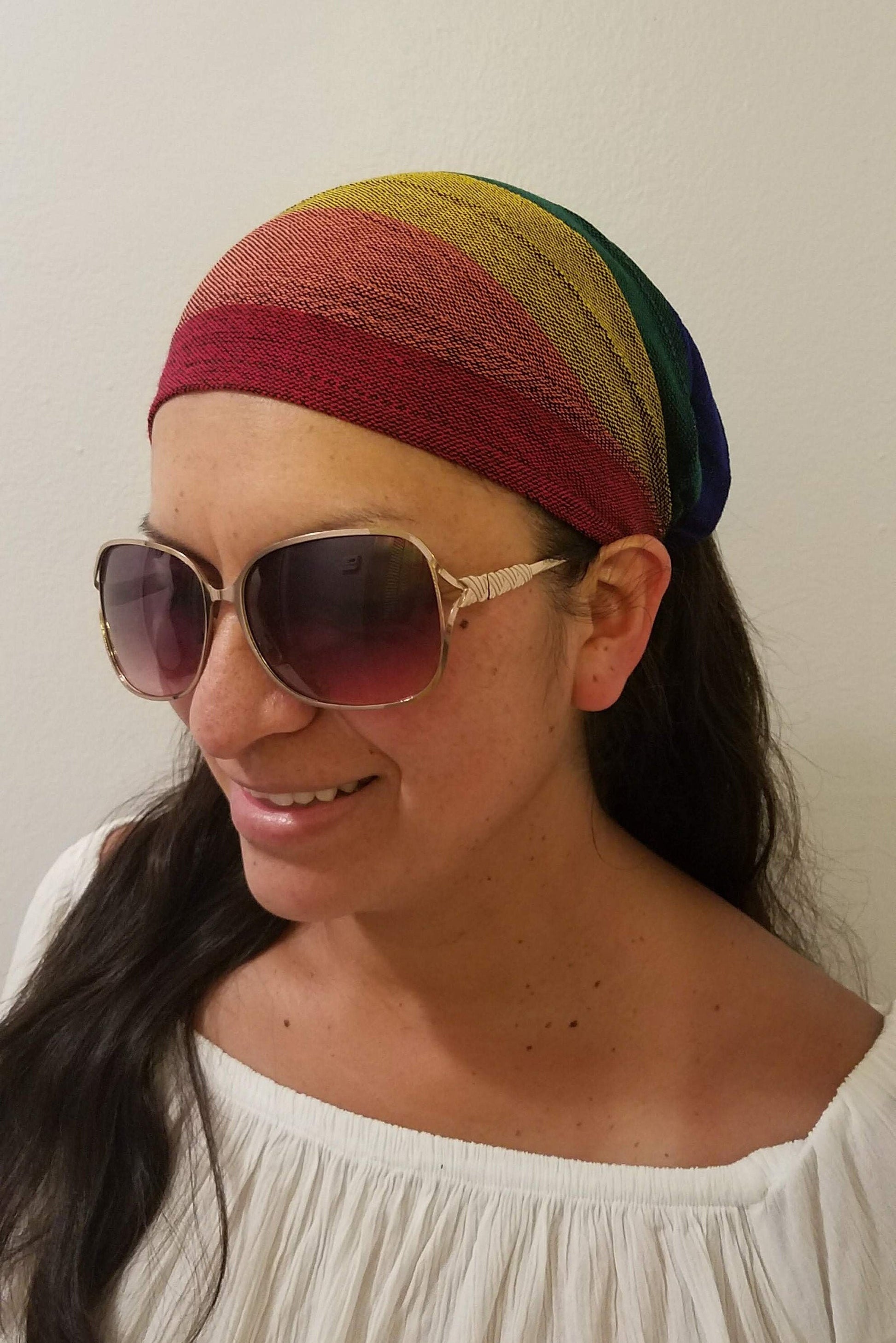 Wide Rainbow Boho Headband | Multicolored Hippie Headband