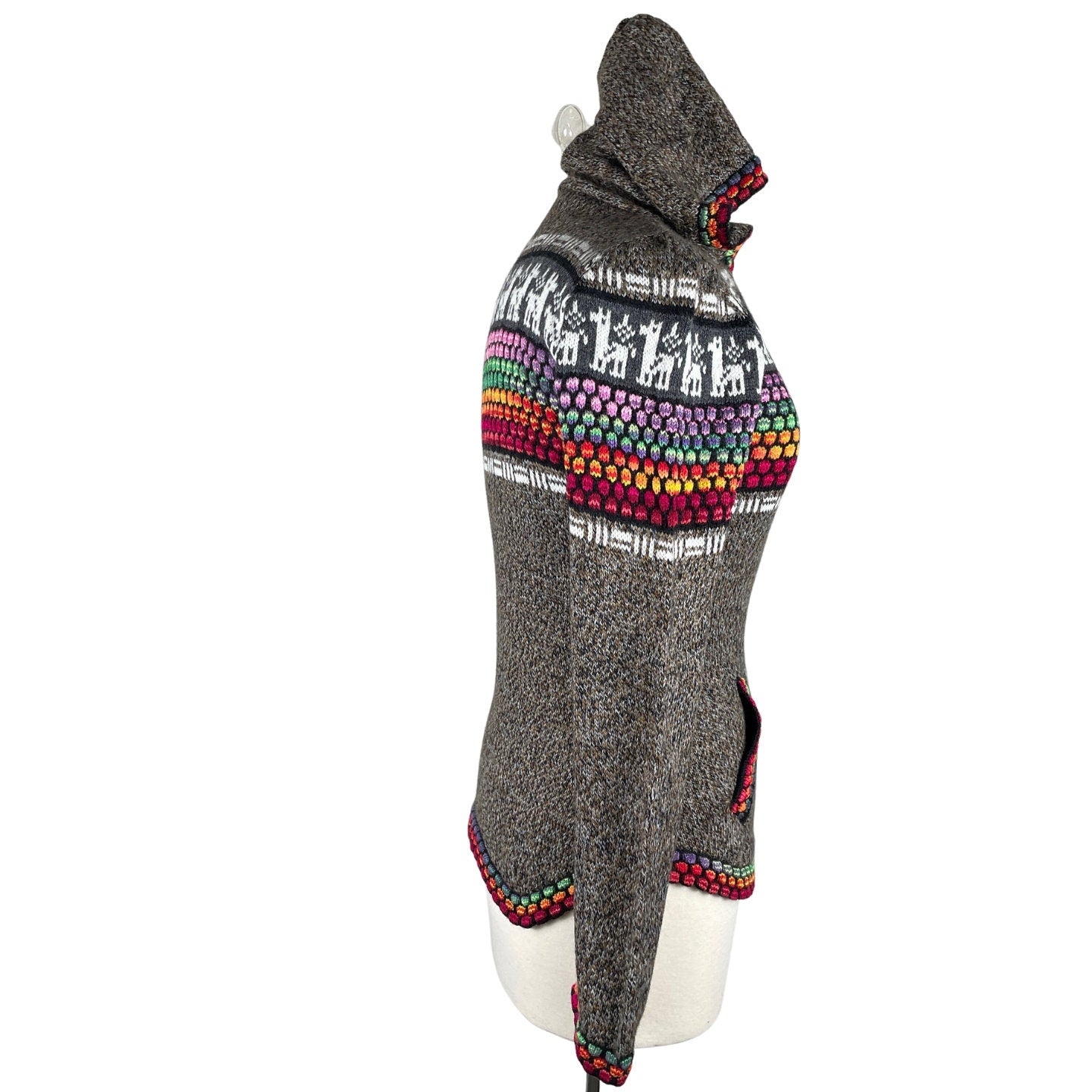 Soft Hooded Alpaca Sweater | Earthy Colorful