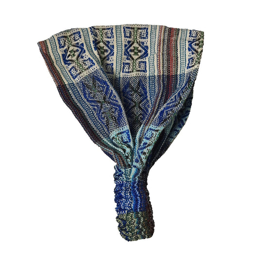 Wide Headband | White Blue Teal