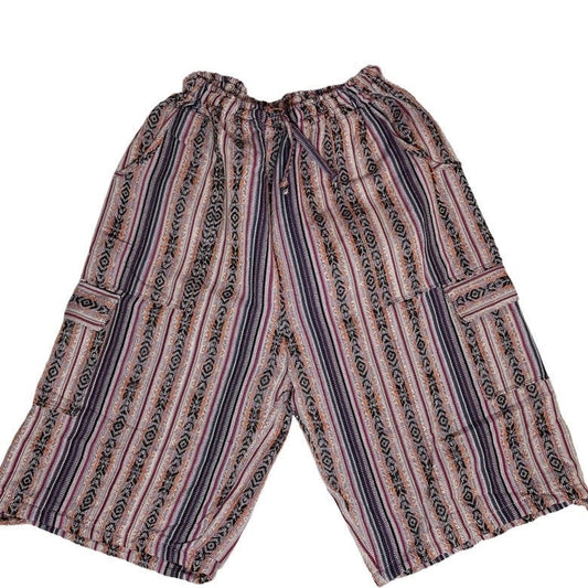 Hippie Cargo Shorts Size XL | Orange Black Beige