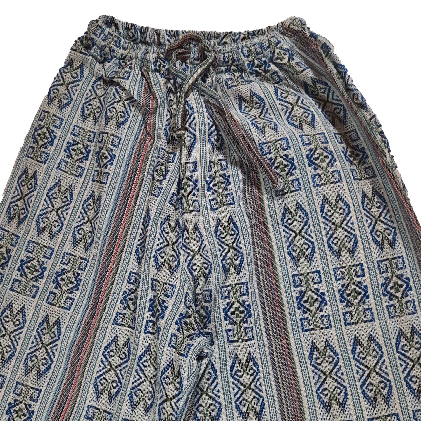 Comfy Boho Pants with Hidden Pockets Size M | Blue White Pants