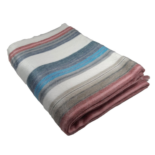 Alpaca Wool Blanket Throw | Queen Size Bed | White Blue Gray