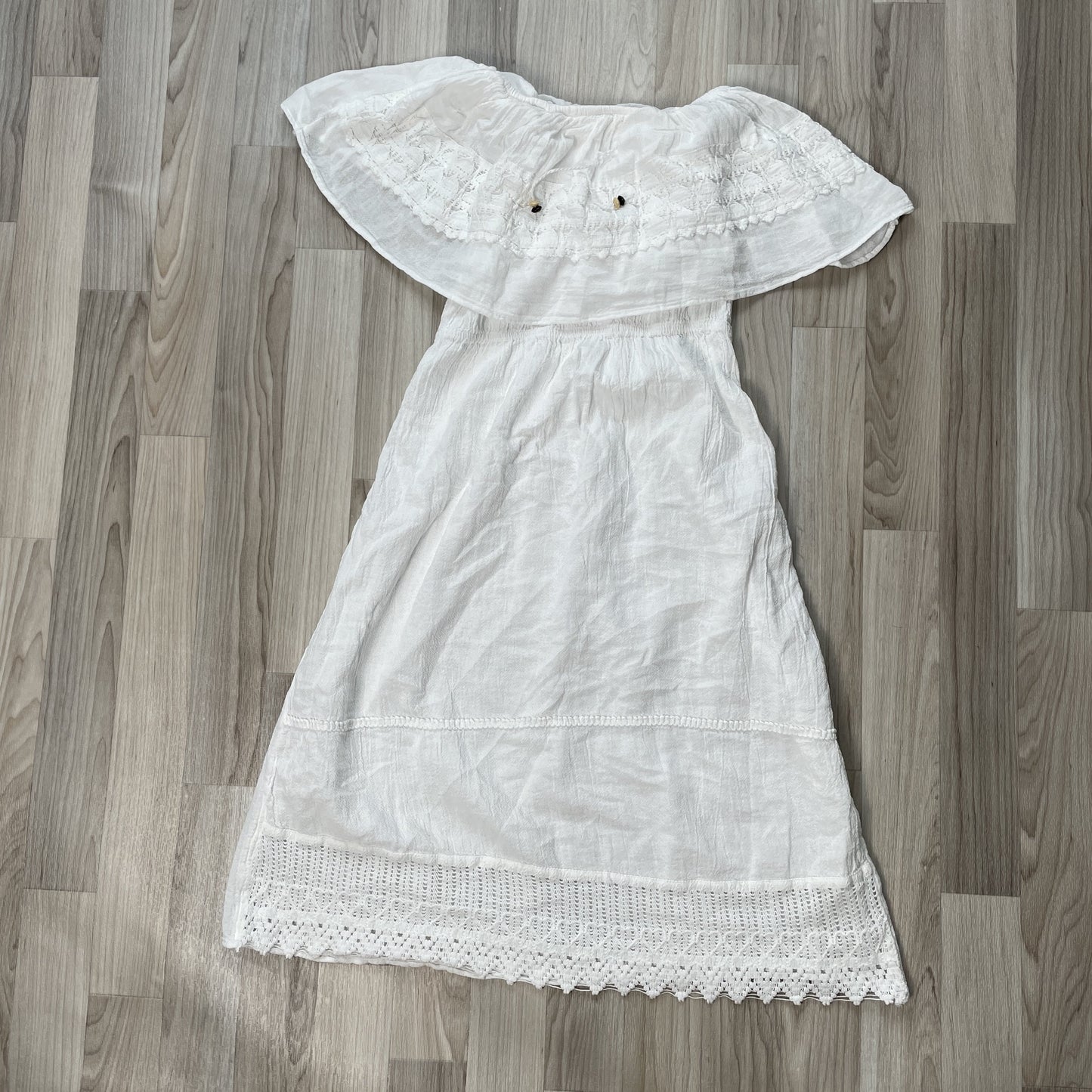 Bohemian White Cotton Off the Shoulder Dress Size M