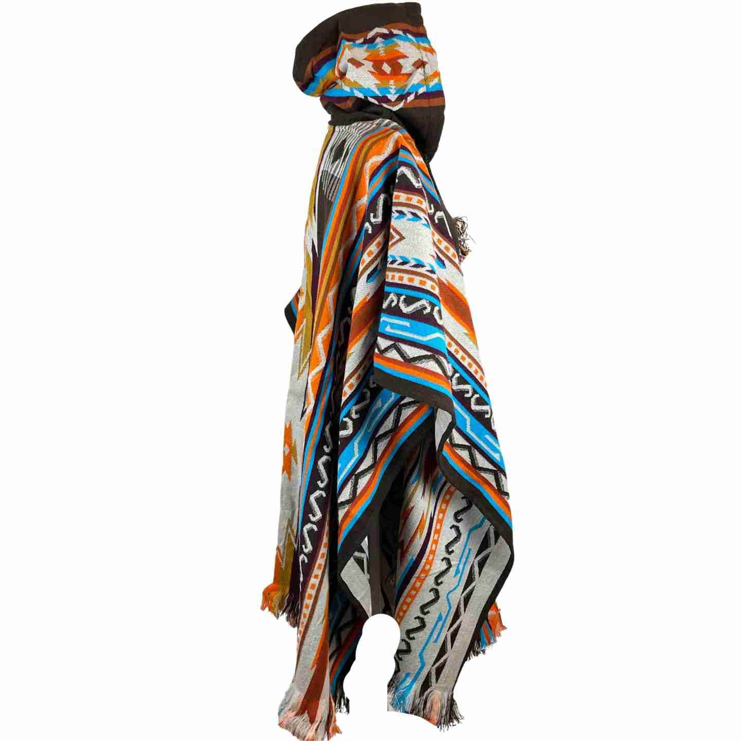 Versatile Men's and Women's Hooded Poncho  | Chocolate Orange