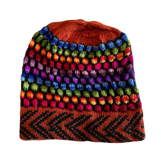 Knitted Alpaca Beanie Hat | Orange