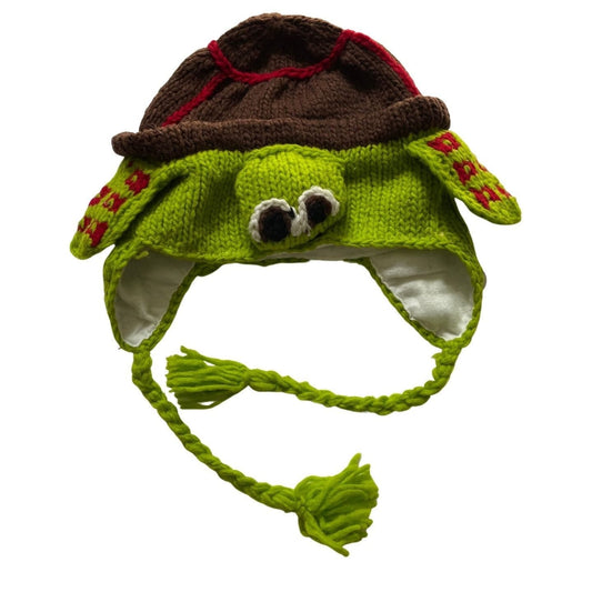 Turtle Fleece Beanie Hats for Kids | Light Green