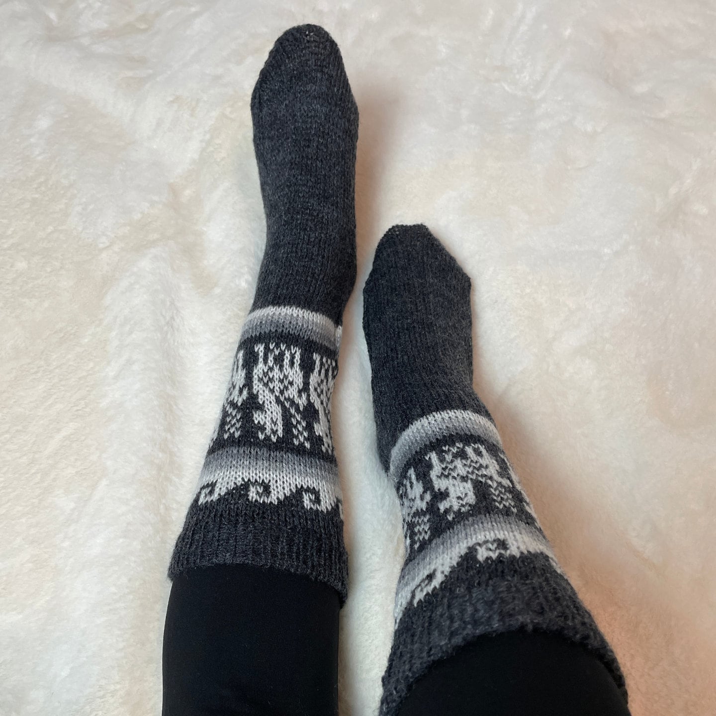Warm Soft Winter Wool Neutral Colors Mid Calf Socks | Size 9-10 US Adult Socks