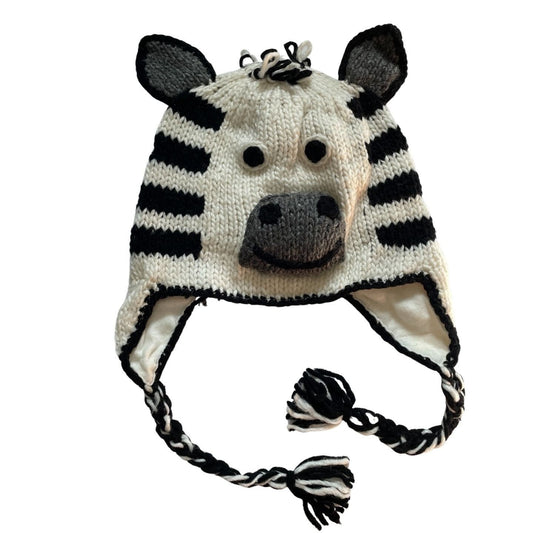 Zebra  Fleece Beanie Hats for Kids