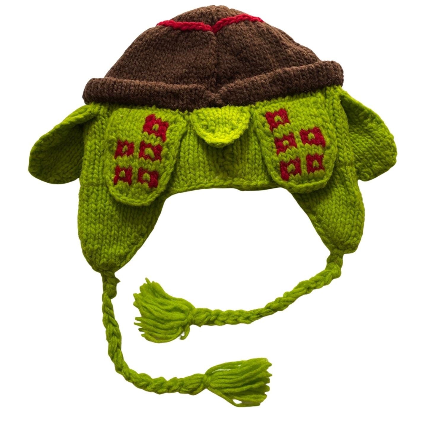 Turtle Fleece Beanie Hats for Kids | Light Green