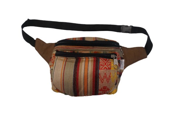 Festival Fanny Pack with 2 Pockets | Beige Red
