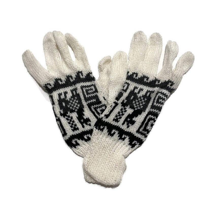 Soft & Warm Alpaca Knit Gloves | Winter Gloves | Hand Warmer | Wool Gloves Size SM Natural Colors
