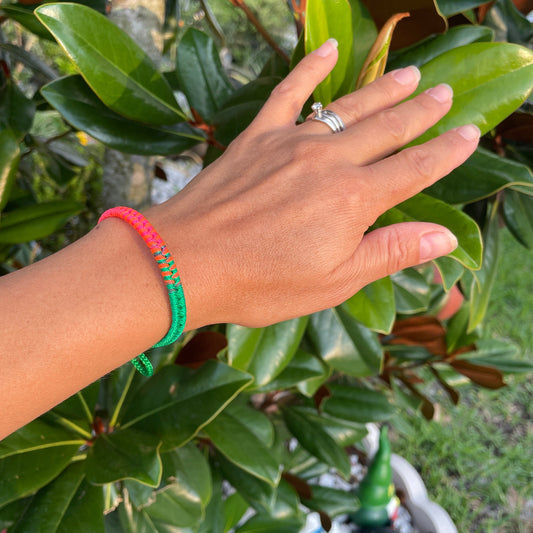 Adjustable  Boho Friendship Bracelet | Orange Green