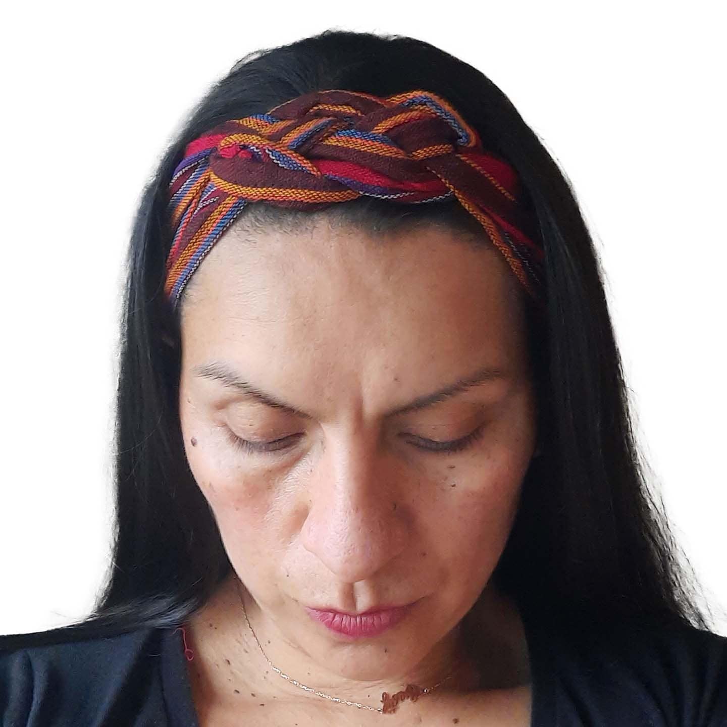 Braided Headband | Maroon Orange