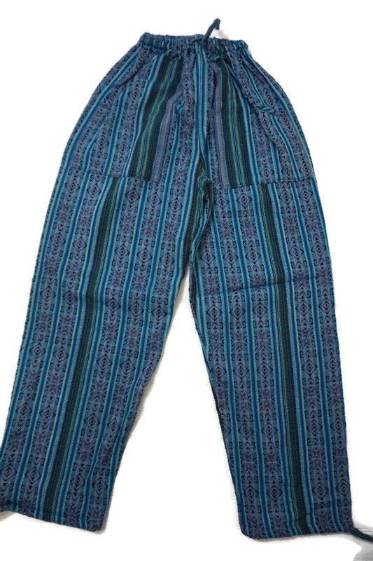 Hippie Pants Size XL | Loungewear Womens Boho Pants | Turquoise Purple Mens Pants | Comfy Clothes | Father's Day Gift