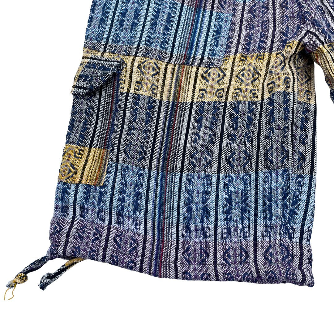 Unisex Woven Boho Cargo Shorts Size L | Hippie Shorts | Tribal Shorts | Lavender Yellow Light Blue