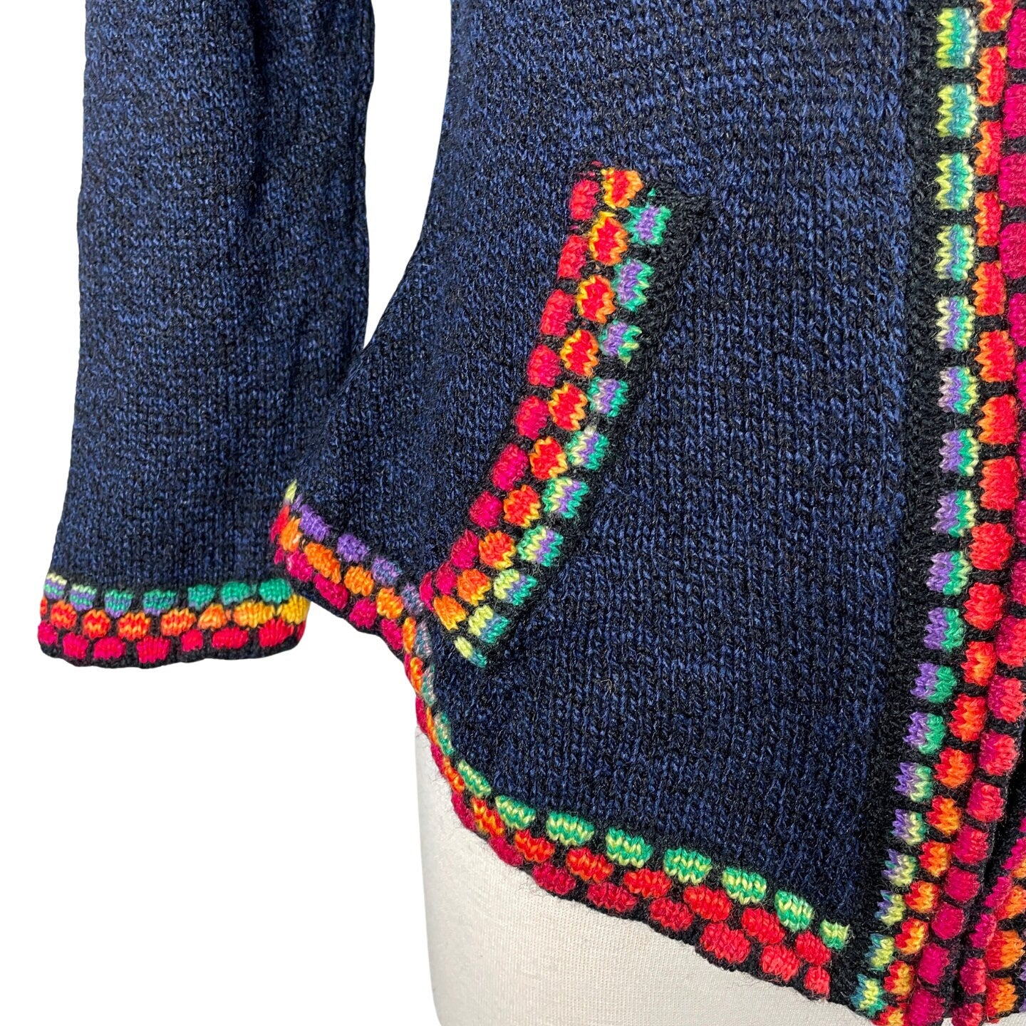 Soft Hooded Alpaca Sweater | Blue Colorful
