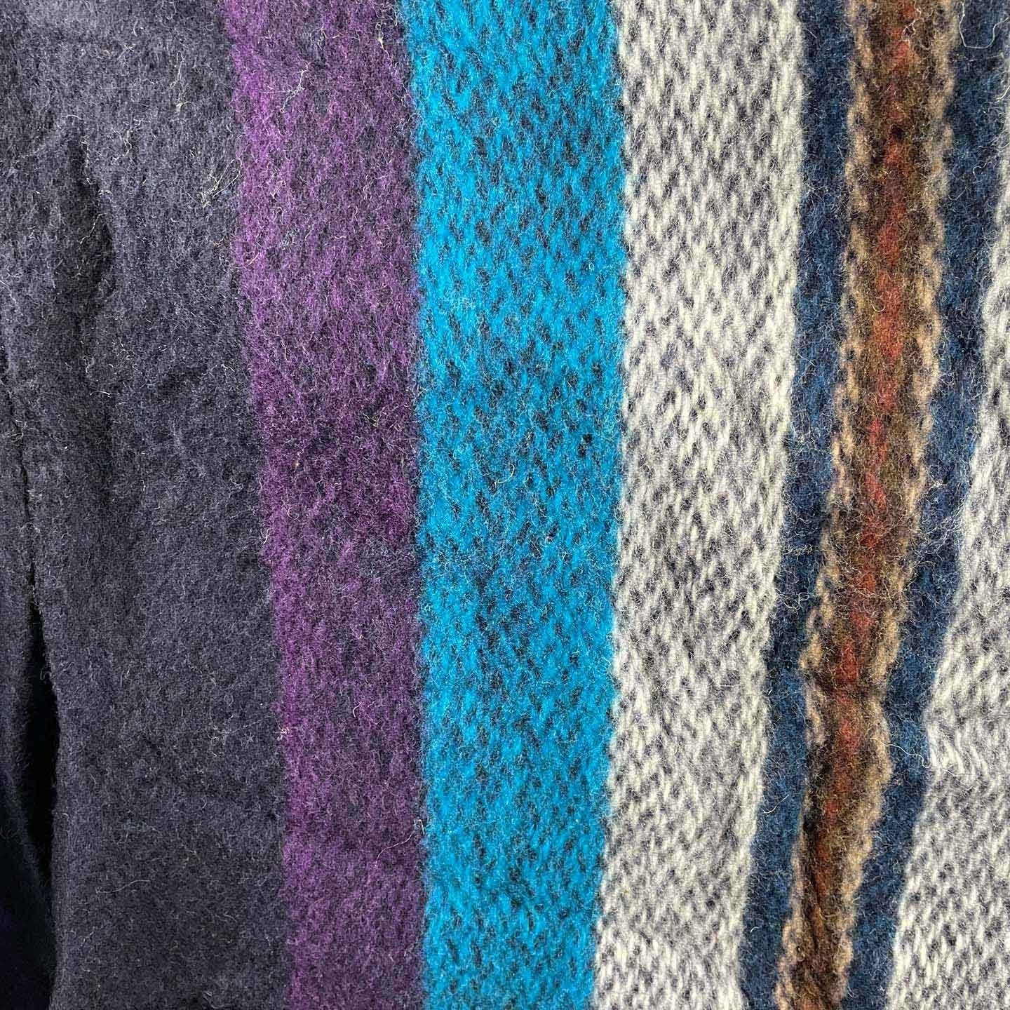 Hippie Hooded Wool Poncho | Navy Purple