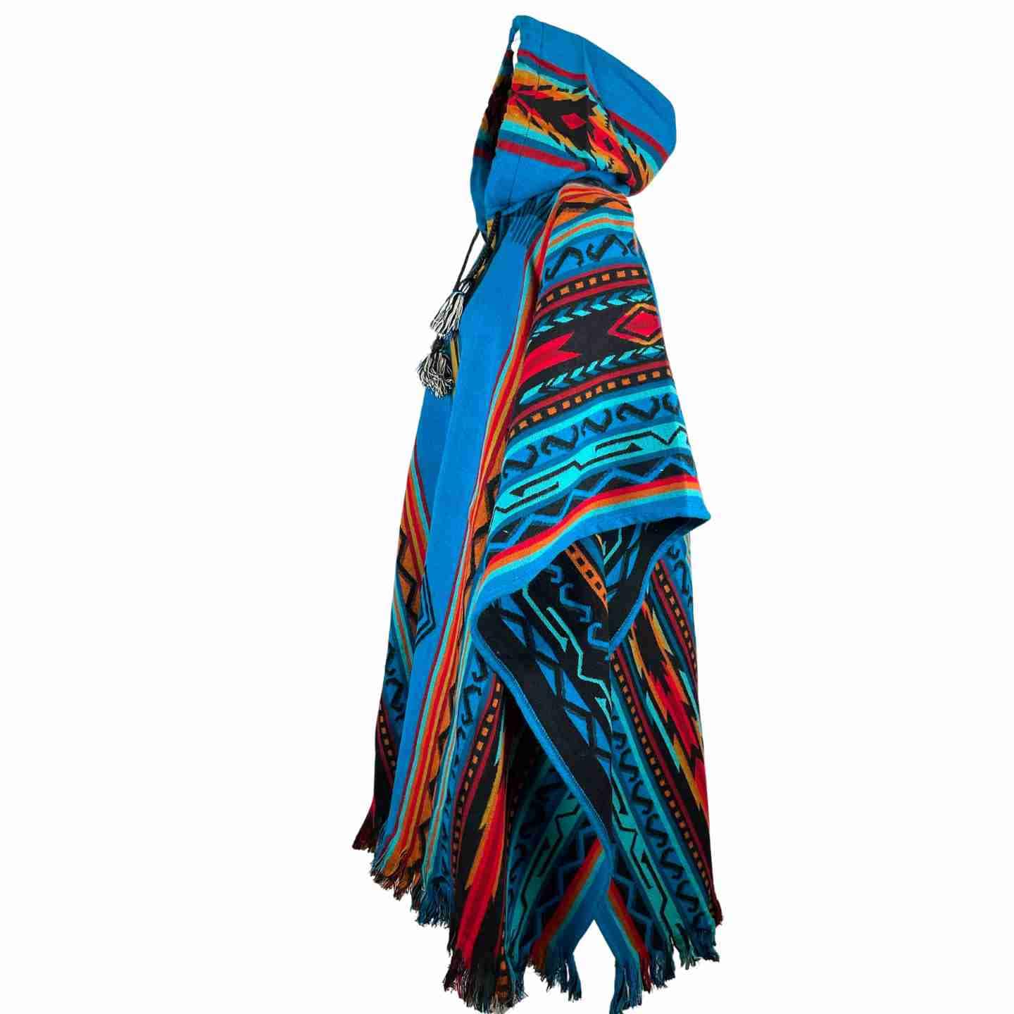 Versatile Men's and Women's Hooded Poncho | True Blue Sunset