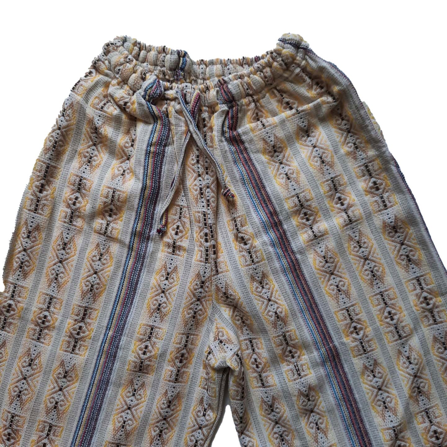 Pants Size M | Hippie Pants | Loungewear Womens Pants | Comfy Clothes | Mens Pants with Hidden Pockets | Beige Yellow | Father's Day Gift