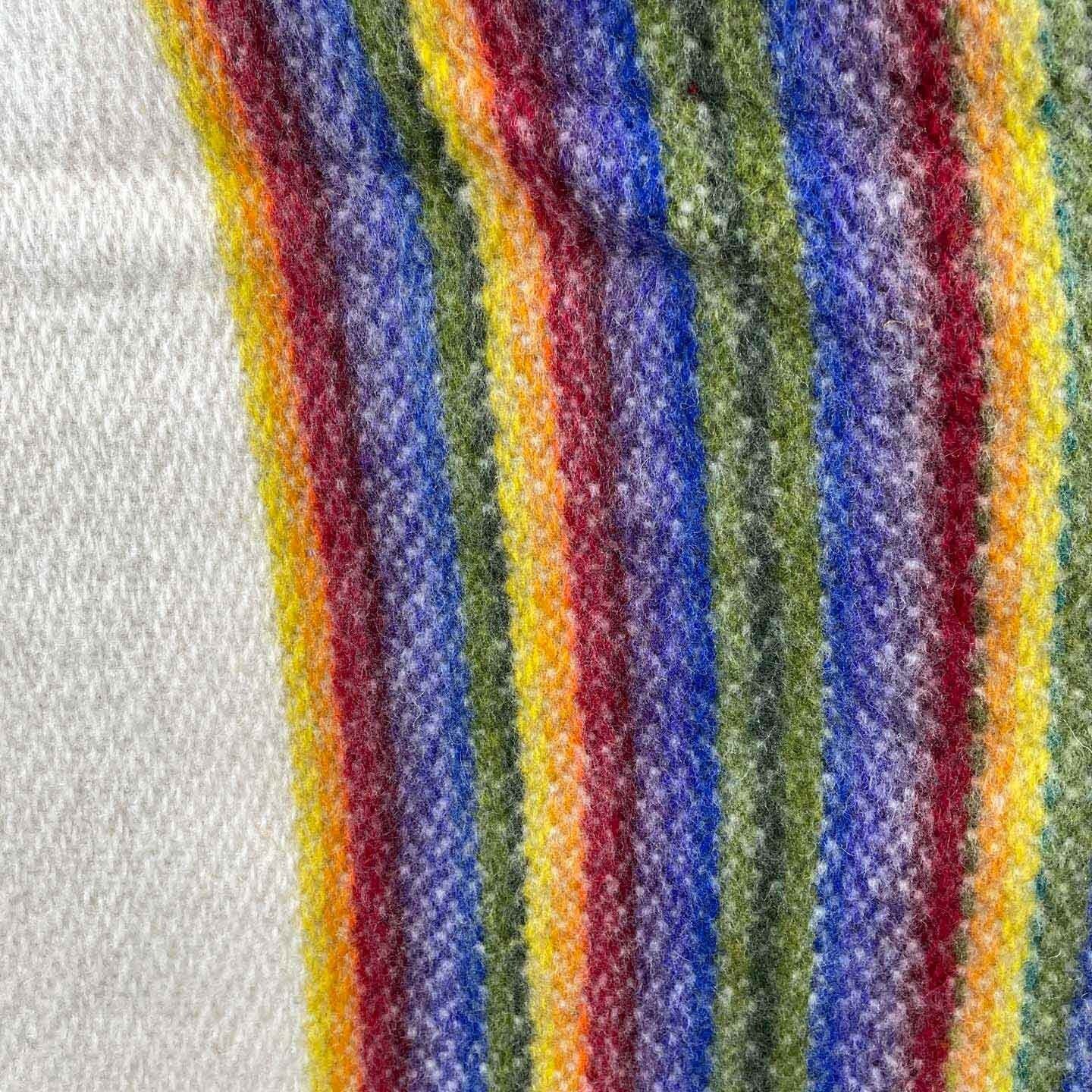 White Rainbow Hooded Wool Poncho