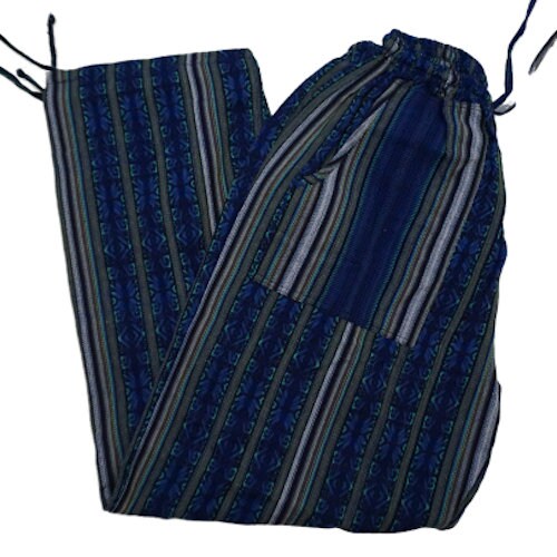 Woven Boho Pants Size XL | Hippie Pants | Tribal Pants | Blue Turquoise Unisex Pants | Father's Day Gift