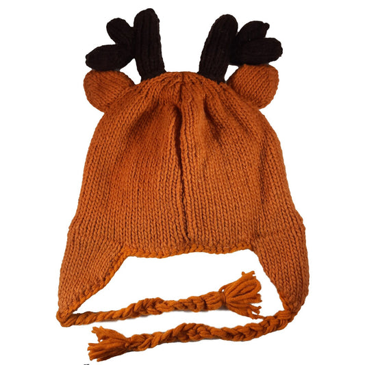 Reindeer Fleece Beanie Hat for Kids and Adults