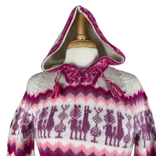 Soft Hooded Alpaca Wool Sweater |  Beige Pink
