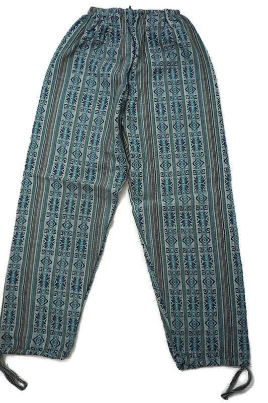 Pants Size XL | Boho Pants | Teal Turquoise Women Pants with Pockets | Lounge Wear | Father's Day Gift