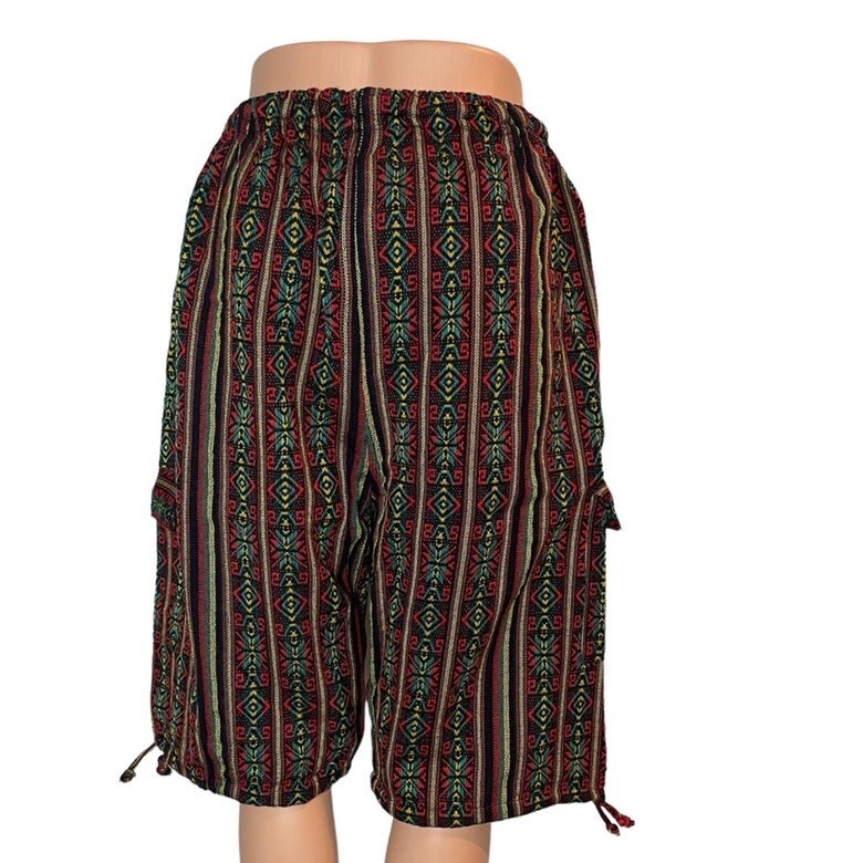 Boho Hippie Cargo Shorts Size M | Deep Rasta