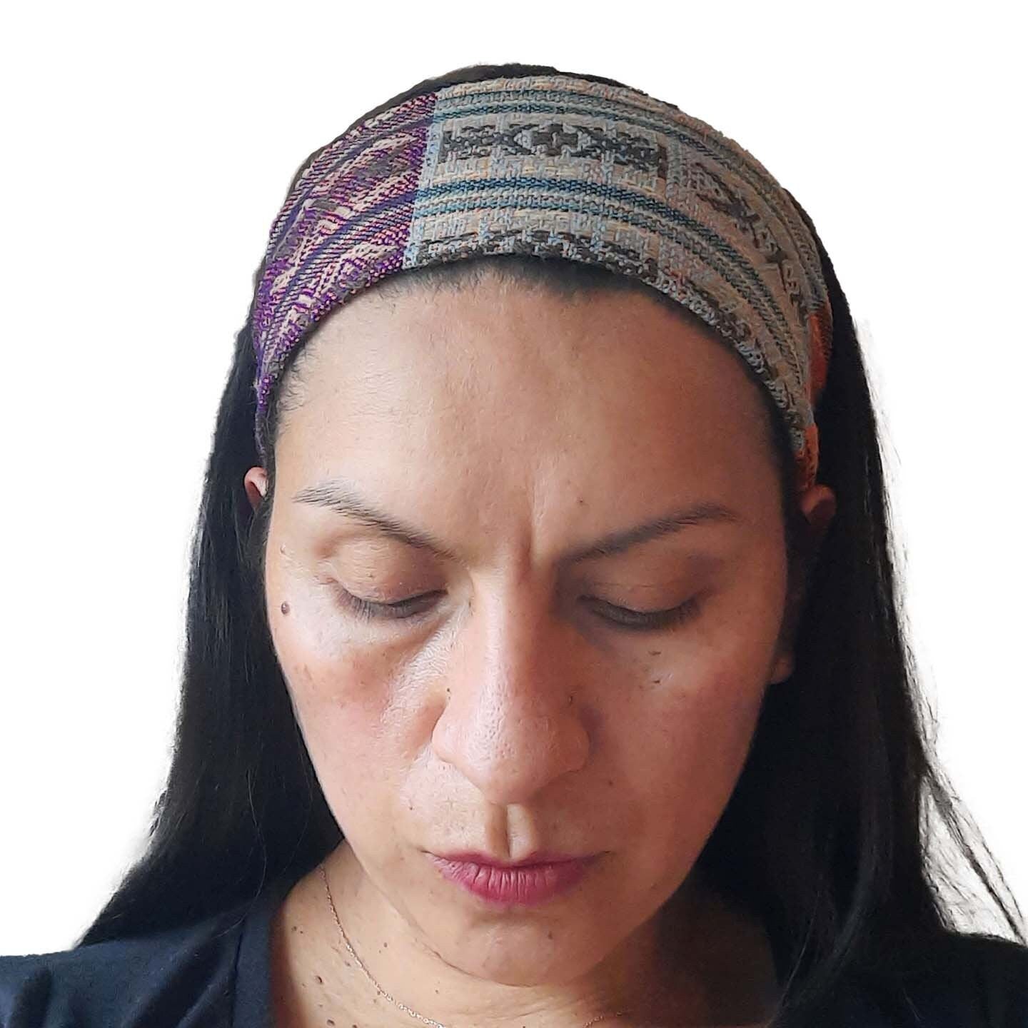 Hippie Narrow Skinny Headbands for Women & Men | Purple Tan