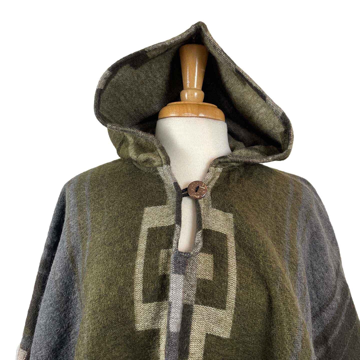 Hooded Poncho | Brown Gray Light Pink