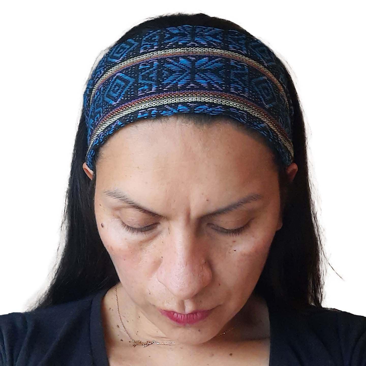 Narrow Skinny Headband for Women & Men | Blue Black