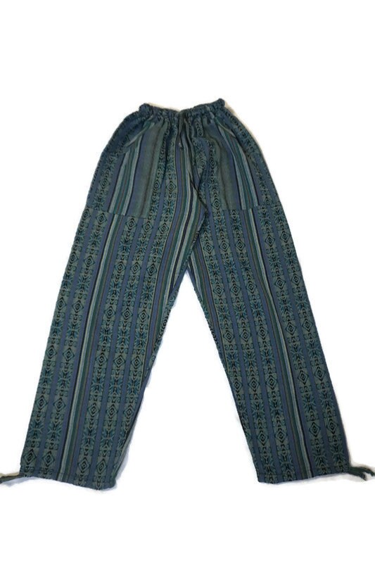 Pants Size M | Mens Pants | Loungewear Womens Pants | Hippie Pants | Teal Black | Comfy Clothes | Father's Day Gift