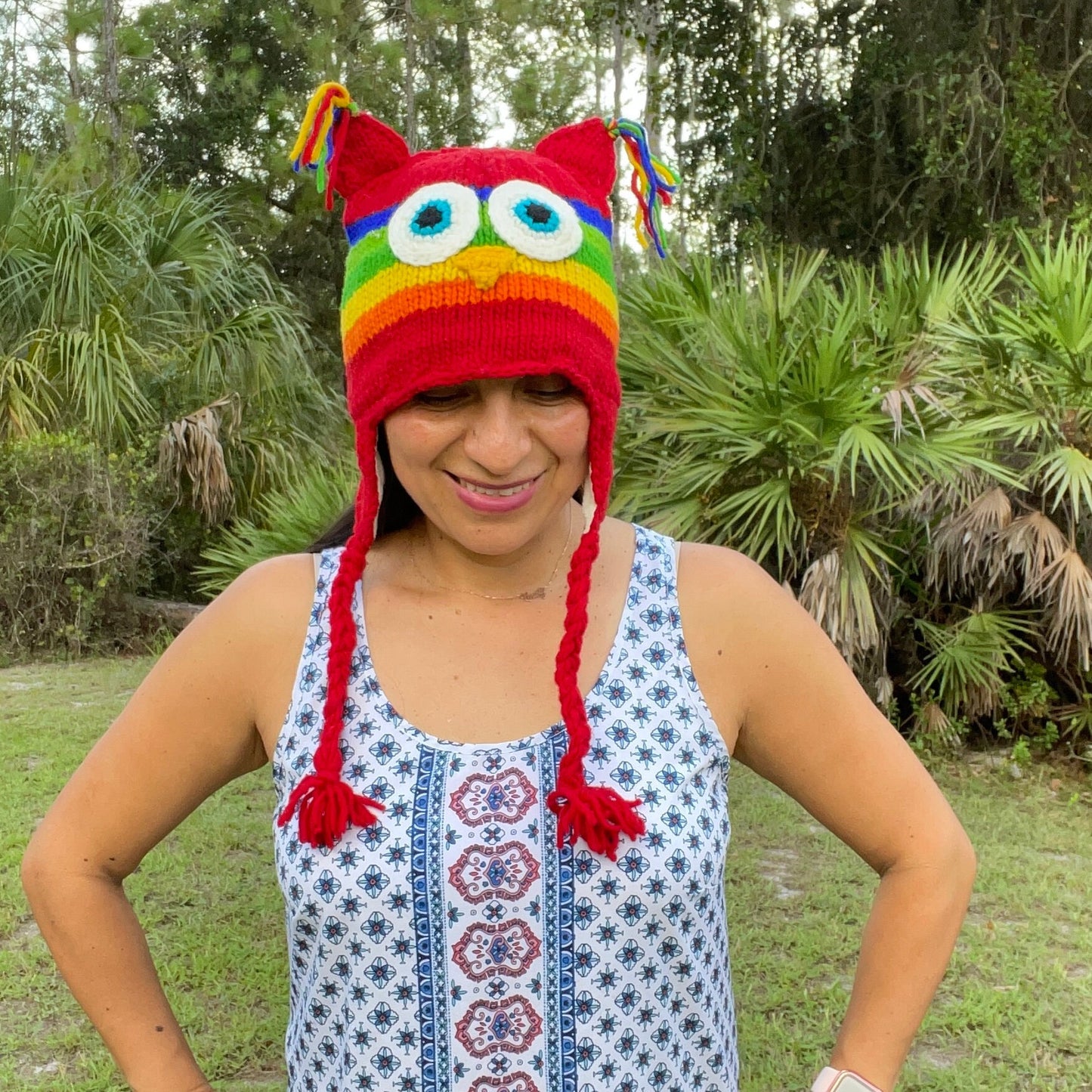 Red Owl Beanie Hat for Kids and Adults