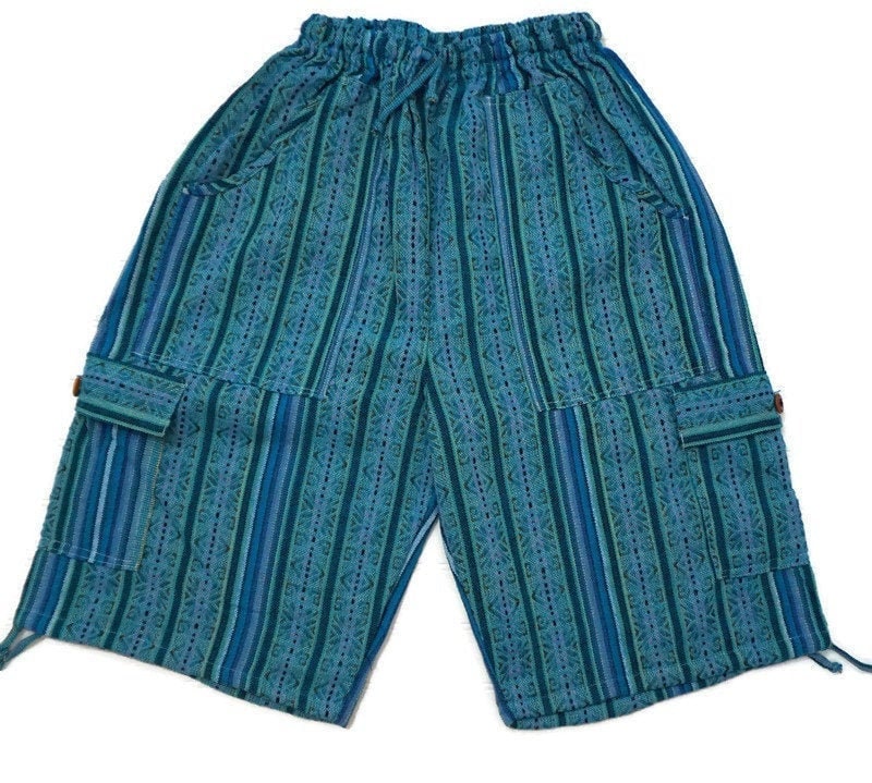 Boho Hippie  Cargo Shorts Size M | Teal Green