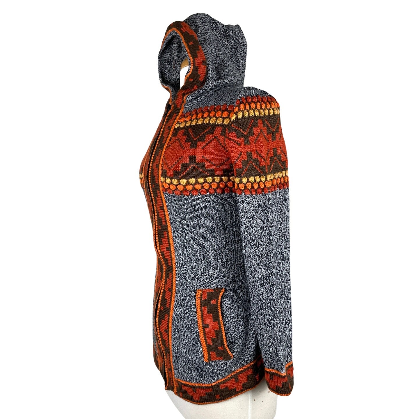 Soft Hooded Alpaca Sweater | Gray Orange