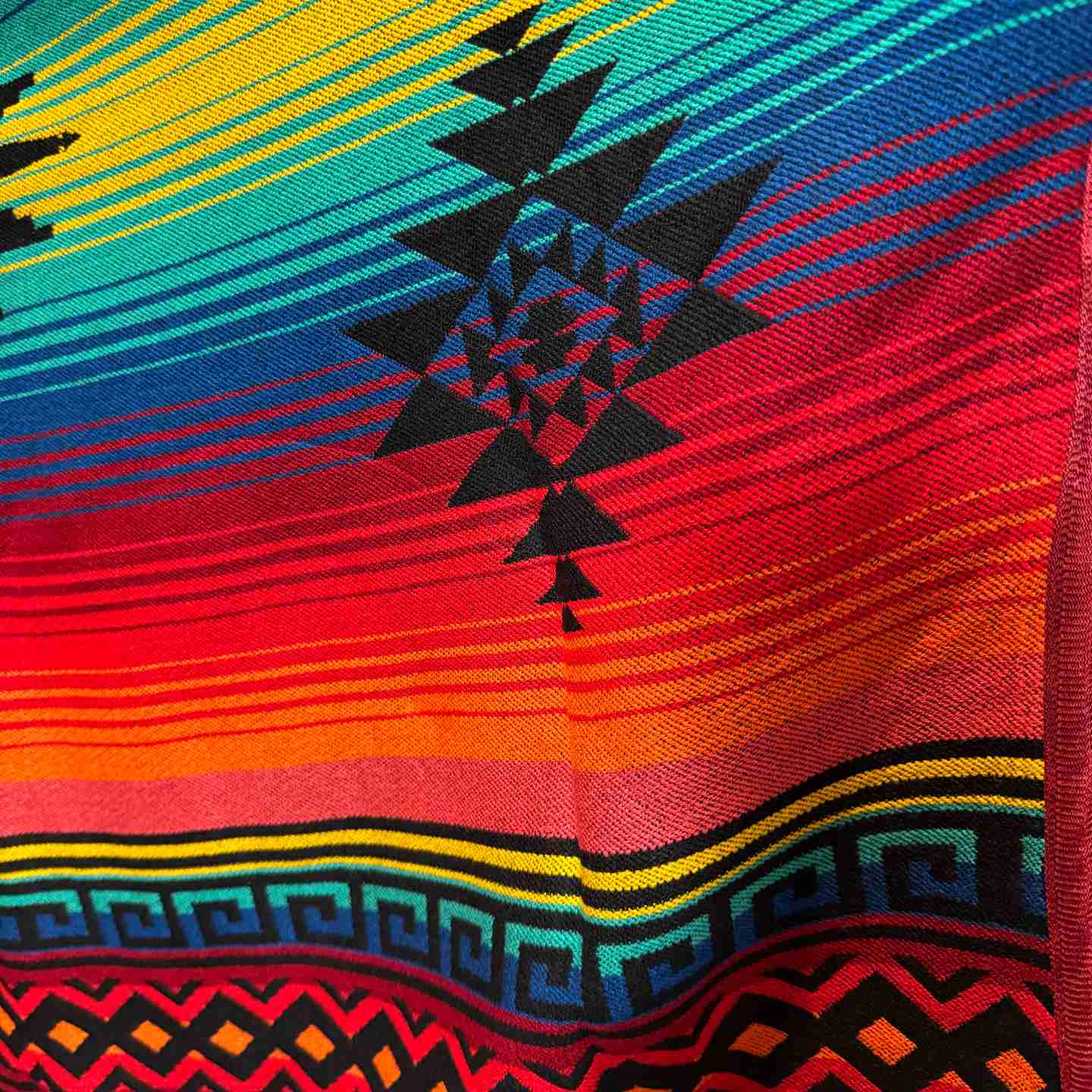 Desert Moon “Desert Sunrise Ember” Hooded Alpaca-Blend Poncho
