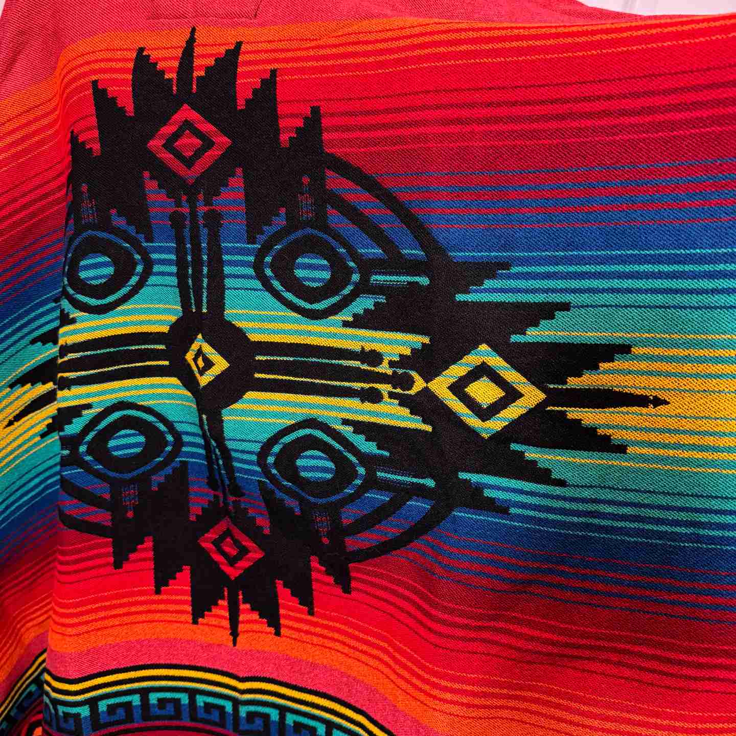 Desert Moon “Desert Sunrise Ember” Hooded Alpaca-Blend Poncho
