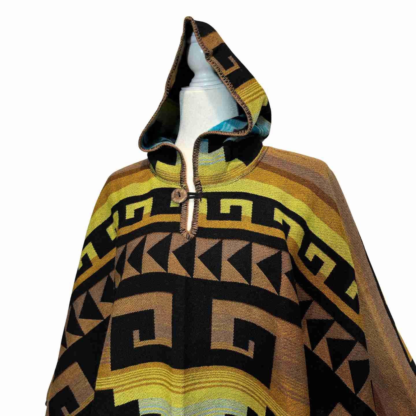 Desert Moon “Andean Maze Horizon” Hooded Alpaca-Blend Poncho