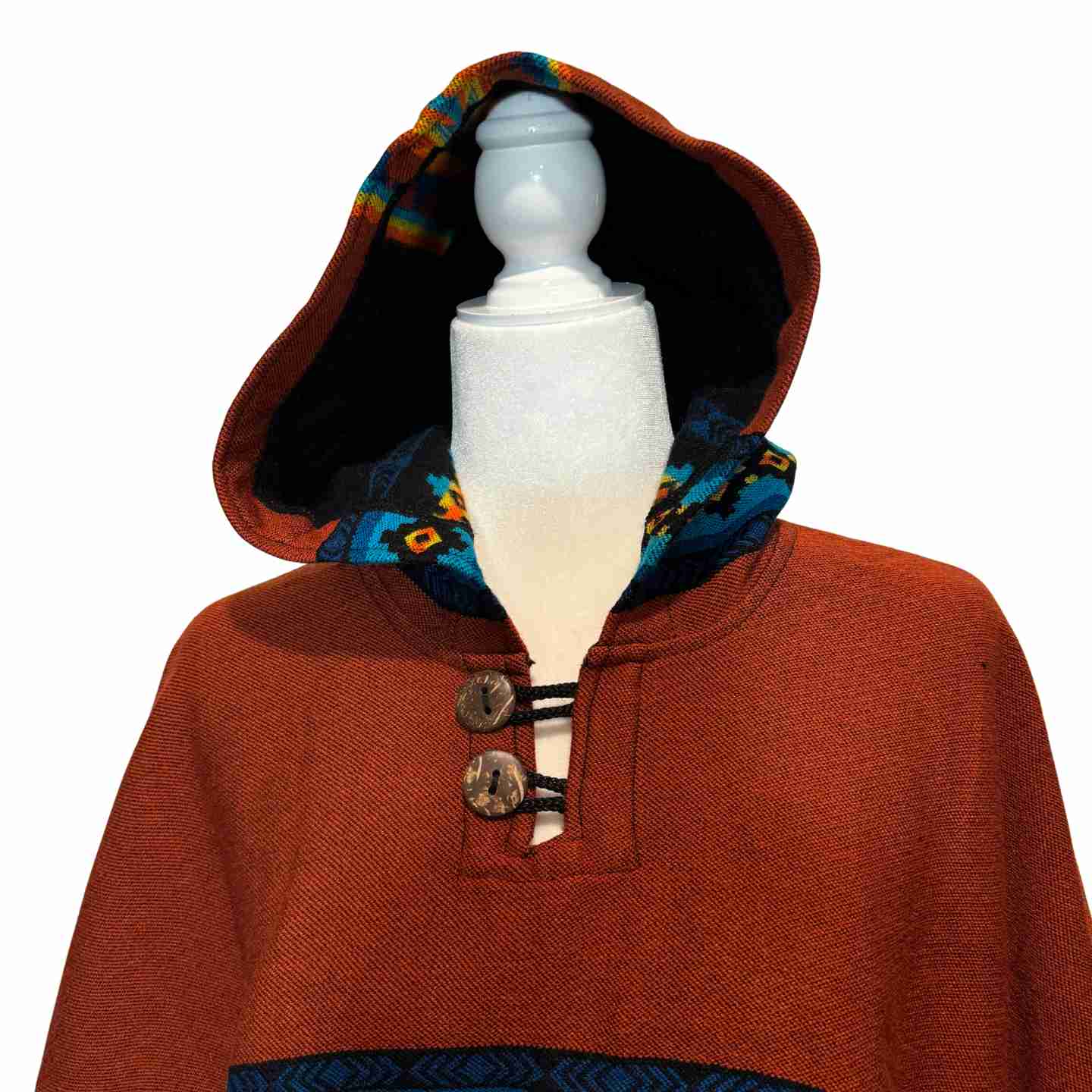 Desert Moon “Dusty Trails Rust” Hooded Alpaca-Blend Poncho