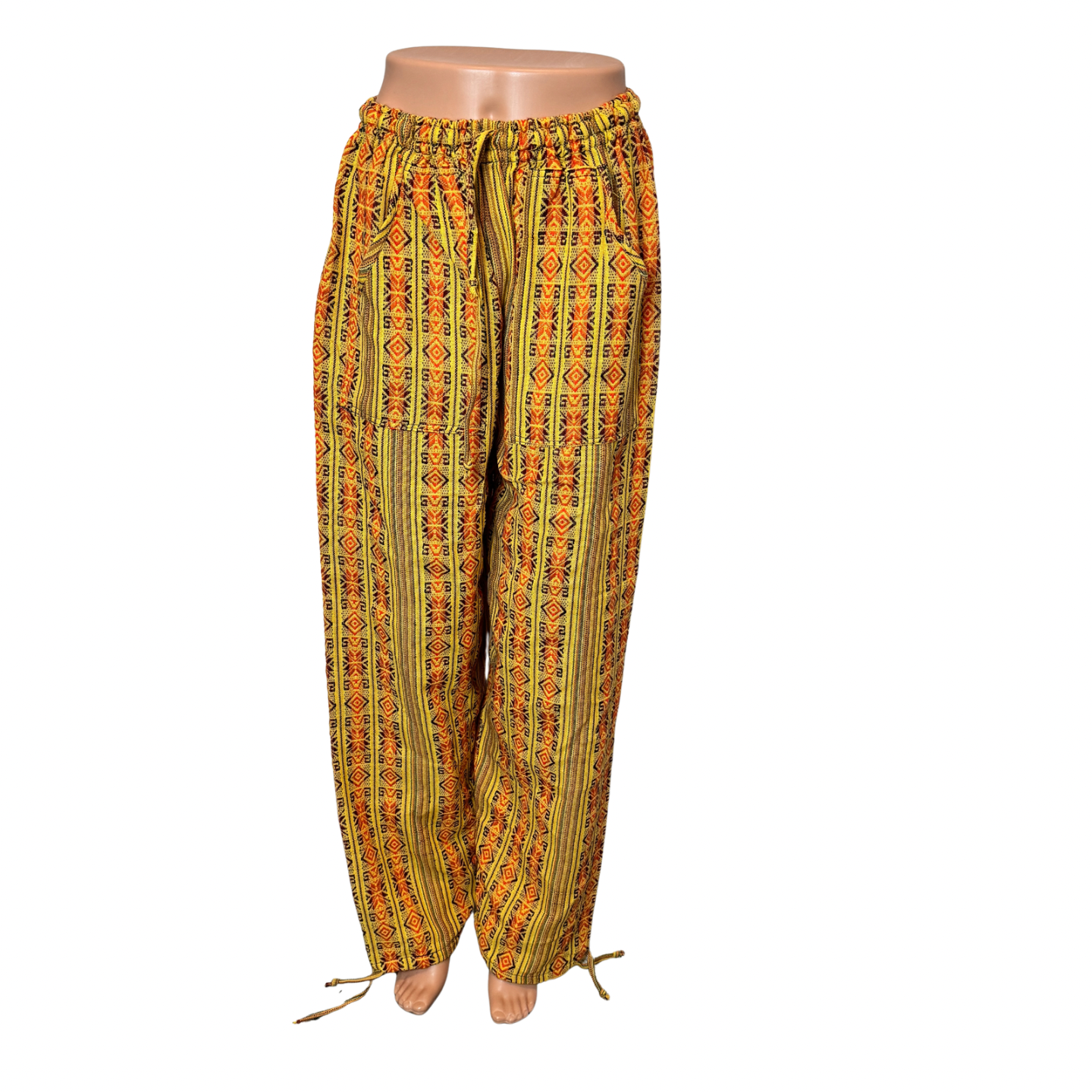 Hippie Pants Size XL Unisex Loungewear Pants with 2 Pockets Orange Yellow